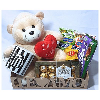 Cesta Santos Presente Dia Dos Namorados Com Urso Caneca